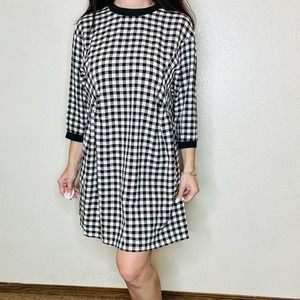 Zara NWT plaid checkers black & white mini dress S